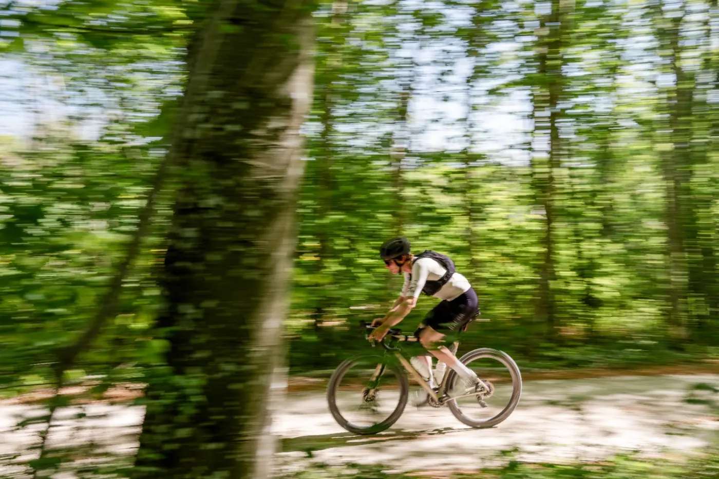 Mitzieher eines Fahrers im Wald